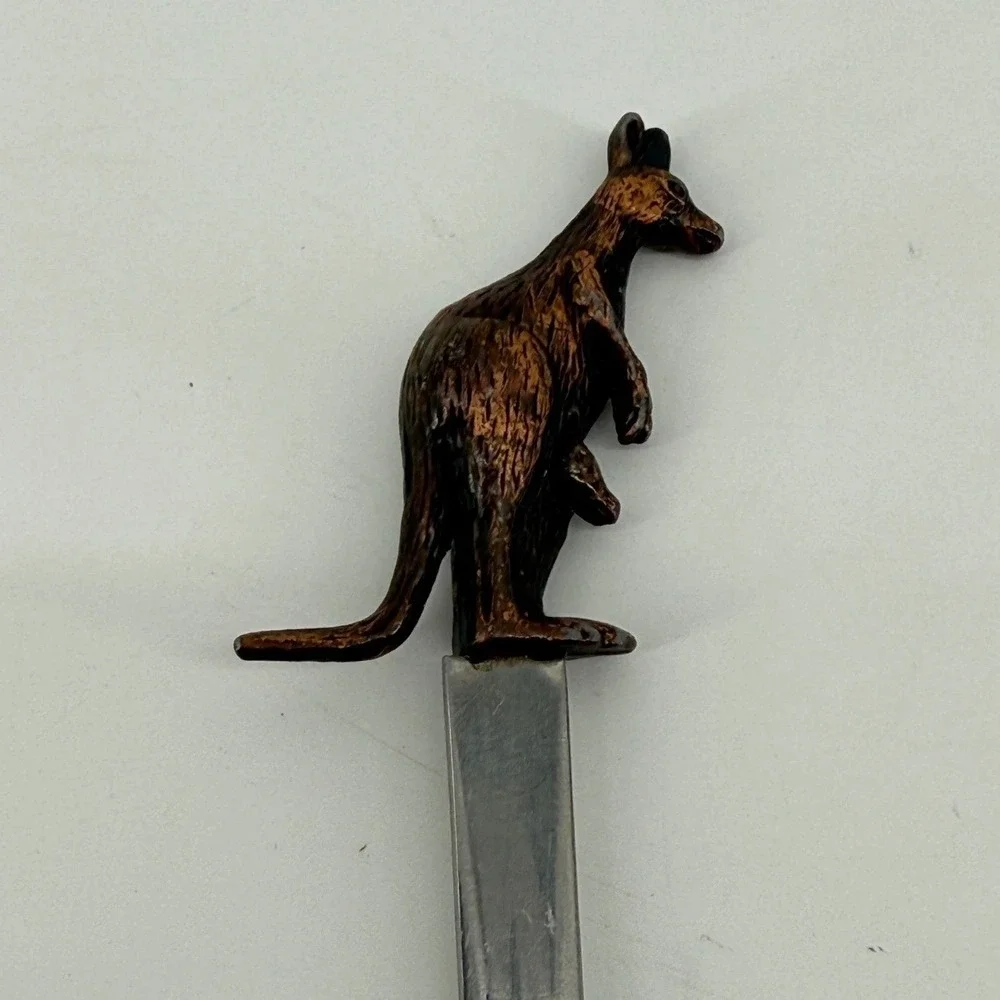 Vintage Letter Opener Kangaroo Joey Figural Stainless Steel Bronze Tone 981